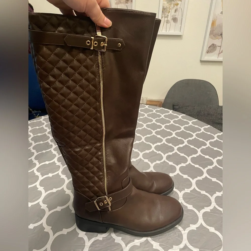 DREAM PAIRS Women's Knee High Boots Low Heel Riding Boots Round Toe  SIZE 11